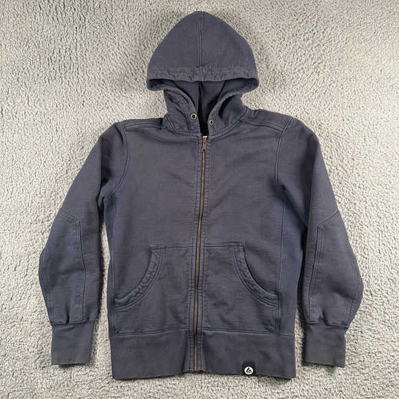 American Giant Hooded Full Zip Sweatshirt Mens Medium Blue Heavyweight US Made - Picture 1 of 9